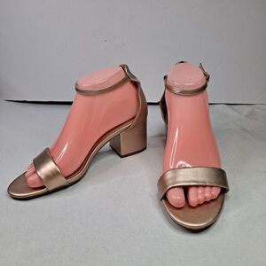 Rohb Calypso Dress Sandal Womens 7.5M Metallic Bronze Block Heel Ankle Strap